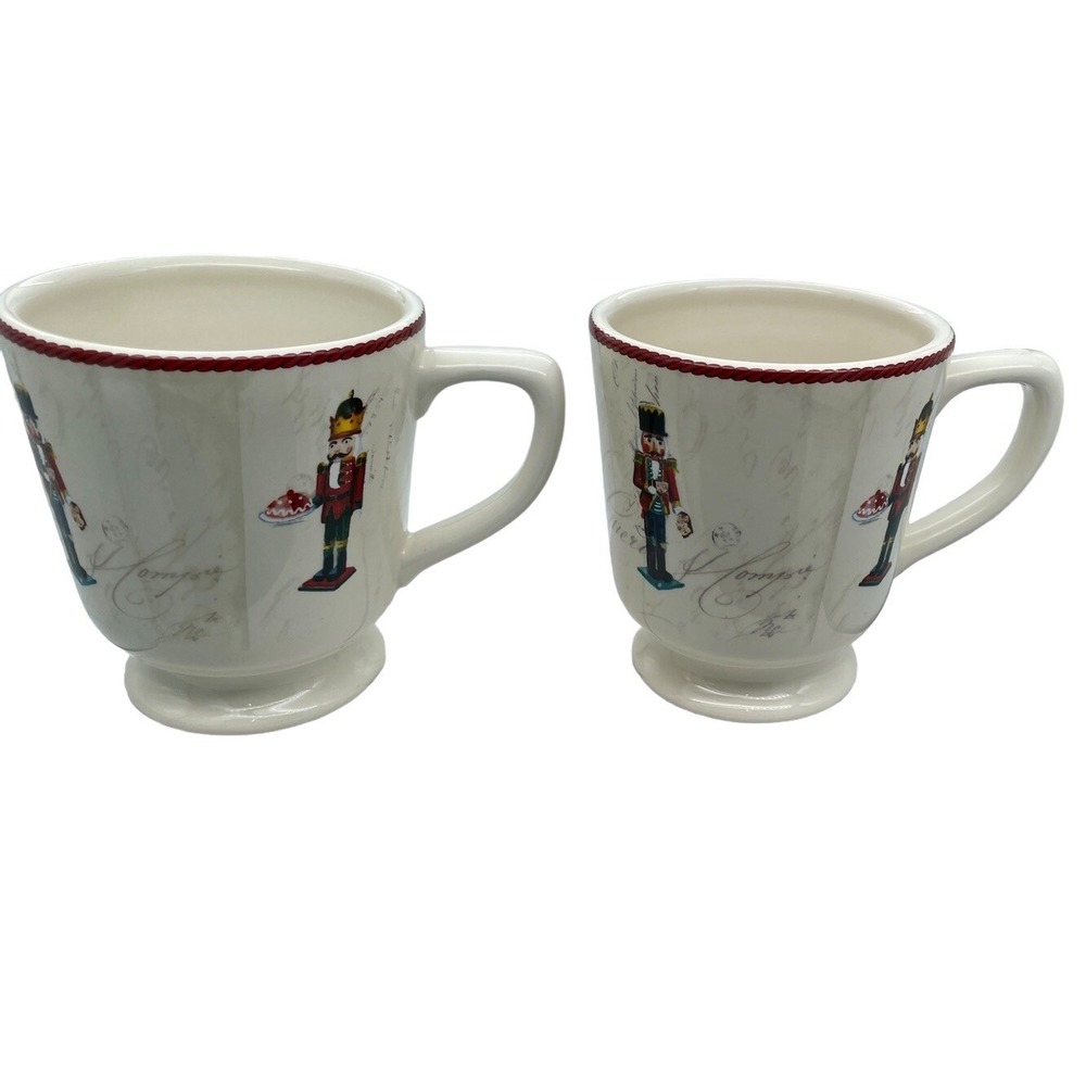 Williams Sonoma Nutcracker Footed Pedestal Coffee Mug Set Of 2 NW/OTs